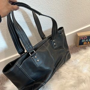 Coach Hampton Turn Lock Black Pebbled Leather Satchel